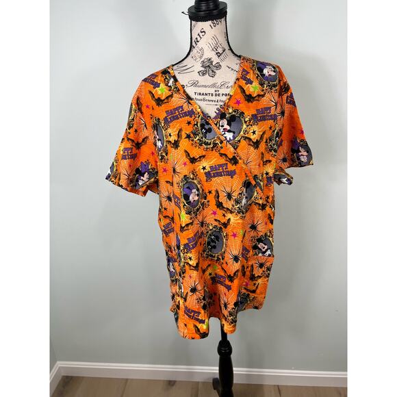 Disney Mickey Mouse Halloween Scrub Top - Picture 1 of 9